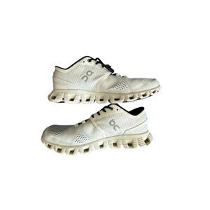 On Womens White Black Cloud X Lace Up Athletic Running Sneakers Shoes Size 9